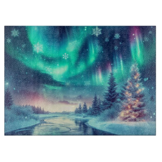 aurora borealis/Christmas/Winter Cutting Board (Front)