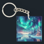 aurora borealis/Christmas/Winter Key Ring<br><div class="desc">hint of Christmas</div>