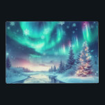 aurora borealis/Christmas/Winter Laminated Place Mat<br><div class="desc">hint of Christmas</div>