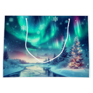 aurora borealis/Christmas/Winter Large Gift Bag