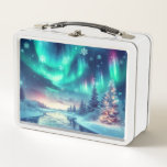 aurora borealis/Christmas/Winter Metal Lunch Box<br><div class="desc">hint of Christmas</div>