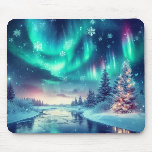 aurora borealis/Christmas/Winter Mouse Mat (Front)