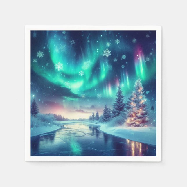 aurora borealis/Christmas/Winter Napkin (Front)