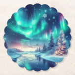 aurora borealis/Christmas/Winter Paper Coaster<br><div class="desc">hint of Christmas</div>