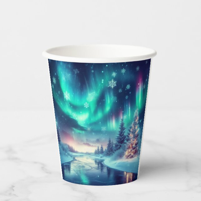 aurora borealis/Christmas/Winter Paper Cups (Front)