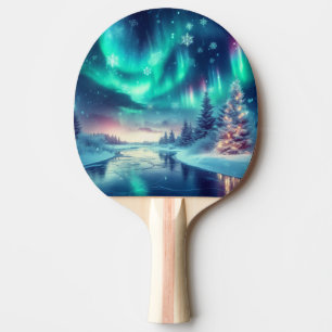 aurora borealis/Christmas/Winter Ping Pong Paddle