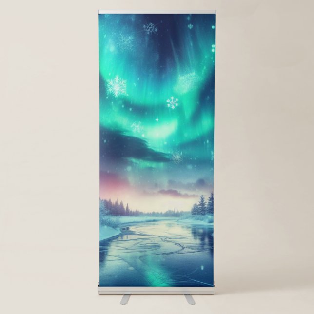 aurora borealis/Christmas/Winter Retractable Banner (Front)