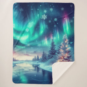 aurora borealis/Christmas/Winter Sherpa Blanket