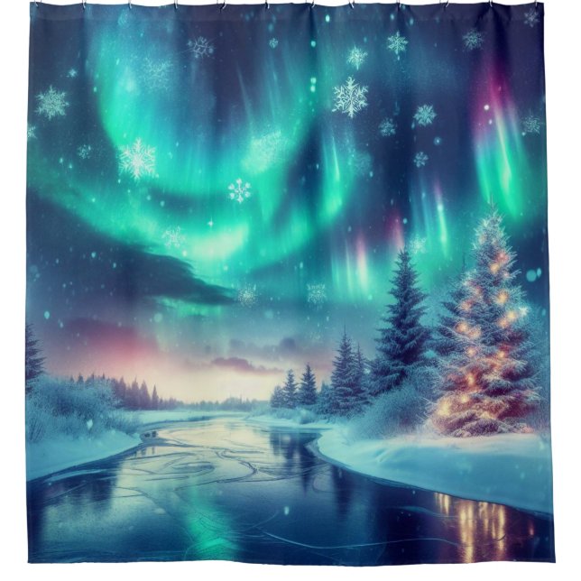aurora borealis/Christmas/Winter Shower Curtain (Front)