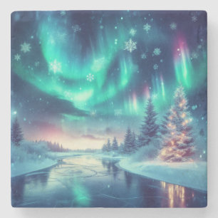 aurora borealis/Christmas/Winter Stone Coaster