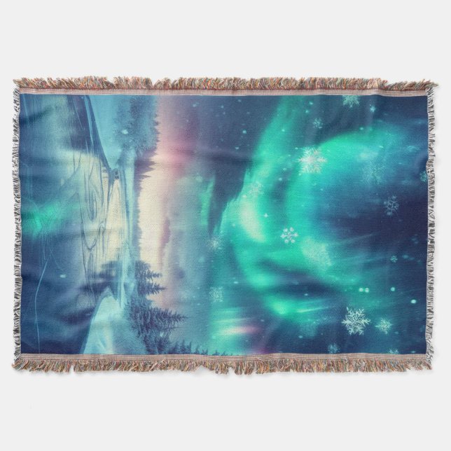 aurora borealis/Christmas/Winter Throw Blanket (Front)