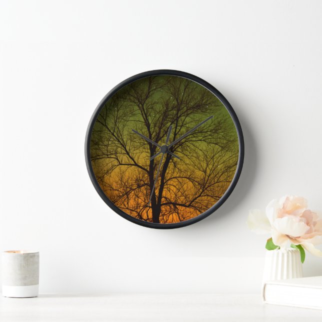 Aurora Borealis & Cottonwood Tree Clock (Home)