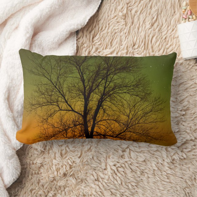 Aurora Borealis & Cottonwood Tree Lumbar Cushion (Blanket)