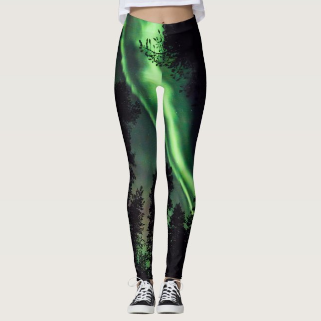 Aurora borealis in Finnish Lapland Leggings (Front)