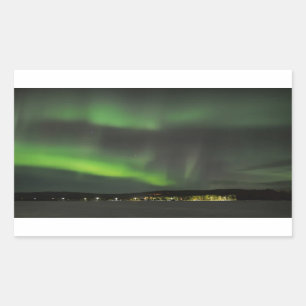 Aurora borealis in the sky rectangular sticker