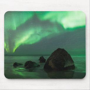 Aurora Borealis Lofoten Beach Norway Mouse Mat