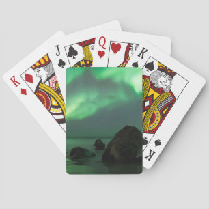 Aurora Borealis Lofoten Beach Norway Playing Cards