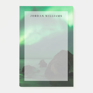 Aurora Borealis   Lofoten Beach Norway Post-it Notes