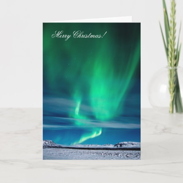 Aurora Borealis - Merry Christmas Holiday Card (Front)