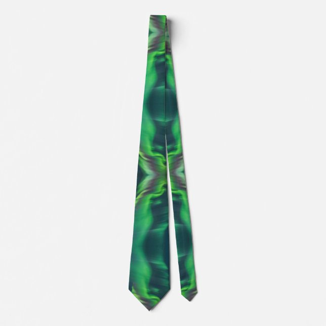 Aurora Borealis Mystical Boho Green Blue Neck Tie (Front)