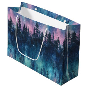 Aurora Borealis Night Sky Pine Forest Glow Large Gift Bag