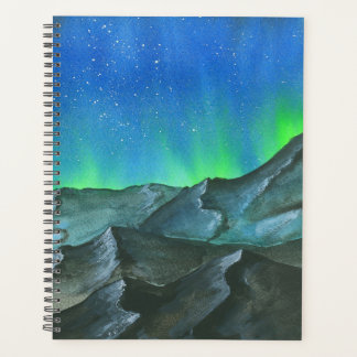 Aurora Borealis Night Sky Watercolor Planner