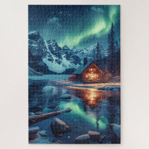 Aurora Borealis Nordic Night Nature Landscape Jigsaw Puzzle