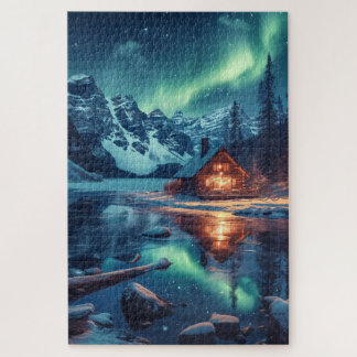 Aurora Borealis Nordic Night Nature Landscape Jigsaw Puzzle