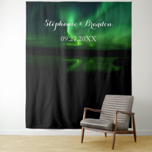 Aurora Borealis Northern Light Wedding Photo Booth Tapestry