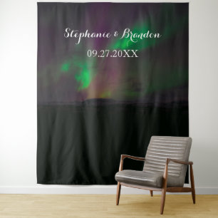 Aurora Borealis Northern Light Wedding Photo Booth Tapestry