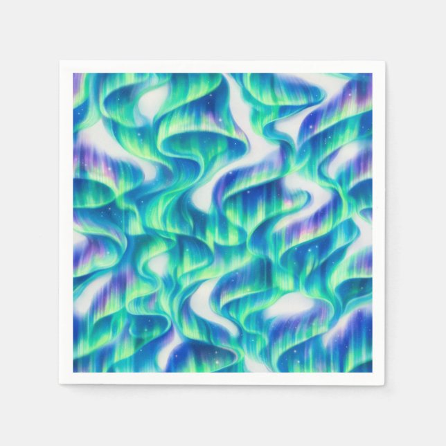 Aurora Borealis Northern Lights Abstract Pattern Napkin (Front)
