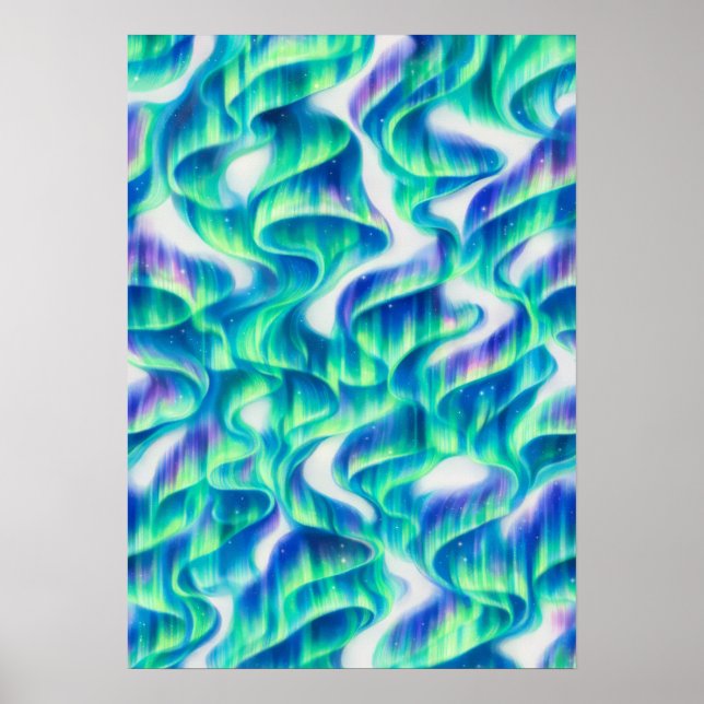 Aurora Borealis Northern Lights Abstract Pattern Poster (Front)
