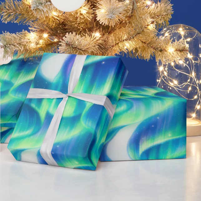 Aurora Borealis Northern Lights Abstract Pattern Wrapping Paper (Holidays)