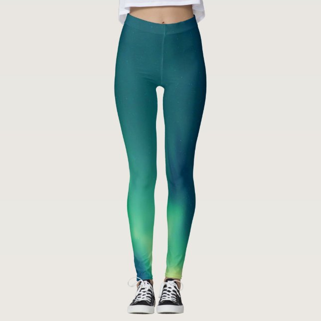 Aurora Borealis Northern lights Alaska Sky  Leggings (Front)