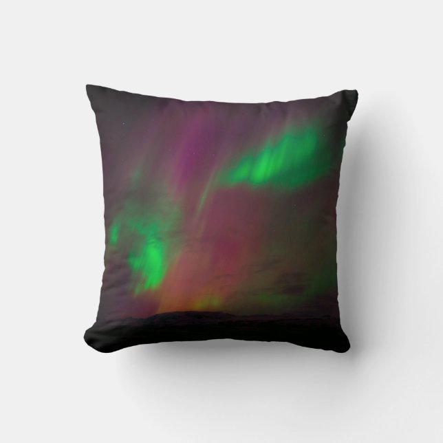 Aurora Borealis Northern lights Arctic Green Night Cushion (Front)