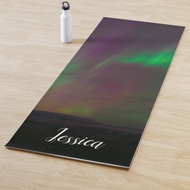 Aurora Borealis Northern lights Arctic mountains Y Yoga Mat (In Situ)