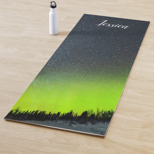 Aurora Borealis Northern lights Arctic mountains Yoga Mat (In Situ)