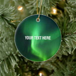 Aurora Borealis Northern lights arctic night sky Ceramic Tree Decoration
