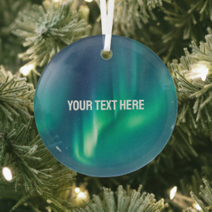 Aurora Borealis Northern lights arctic night sky Glass Tree Decoration