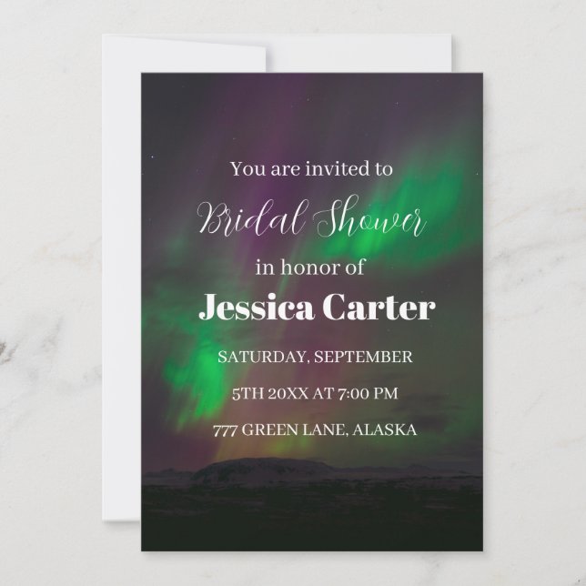 Aurora Borealis Northern Lights Bridal Shower  Invitation (Front)