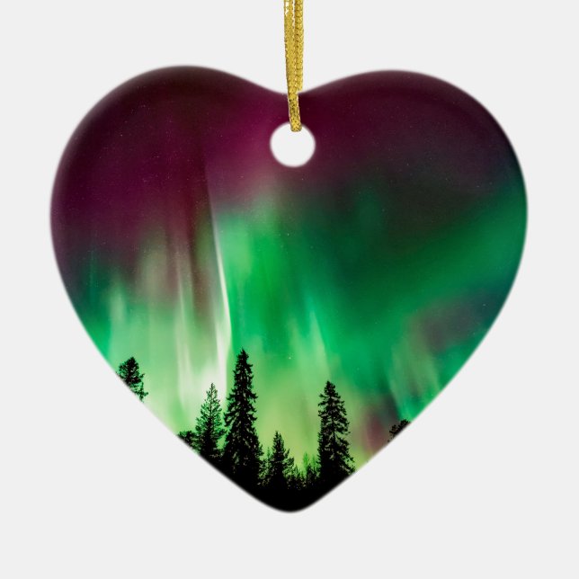 Aurora borealis northern lights ceramic tree decoration (Front)