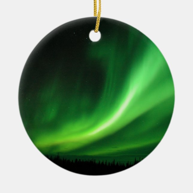 Aurora Borealis Northern Lights Ceramic Tree Decoration (Front)