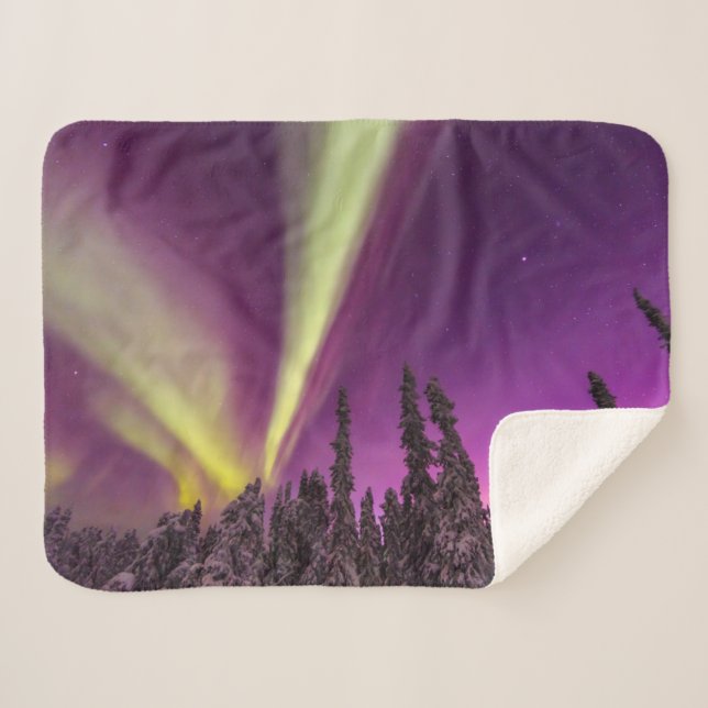 Aurora Borealis Northern Lights Fairbanks Alaska Sherpa Blanket (Front (Horizontal))
