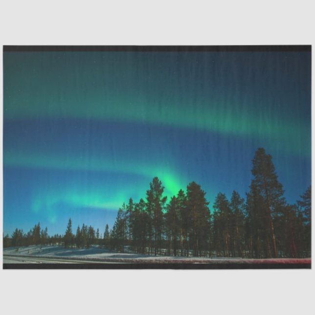 Aurora Borealis Northern Lights Forest Decoupage Tissue Paper (Front)