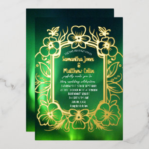 Aurora Borealis Northern Lights Gold Foil Wedding