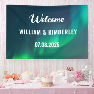 Aurora Borealis Northern Lights Green Wedding Bann Banner