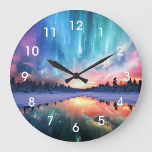 Aurora Borealis, Northern Lights, Large Clock