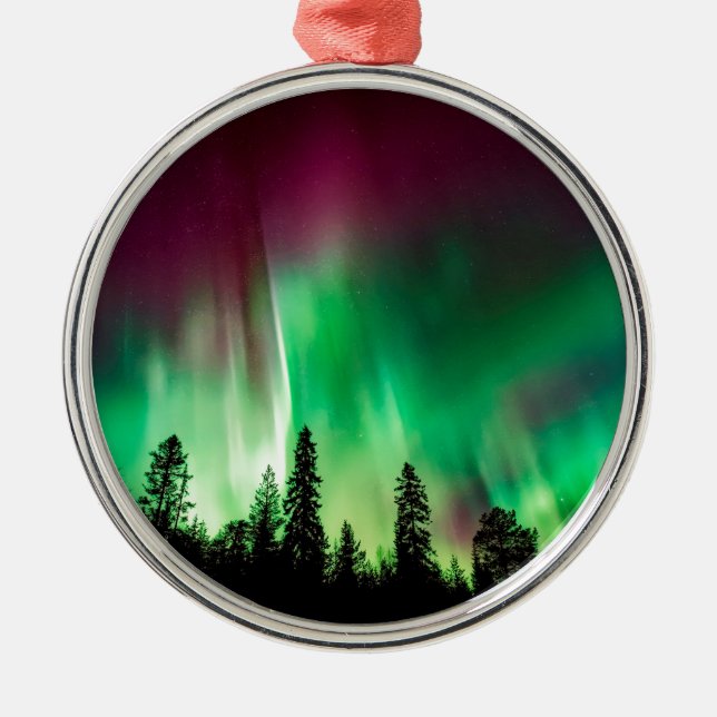 Aurora borealis northern lights metal tree decoration (Front)