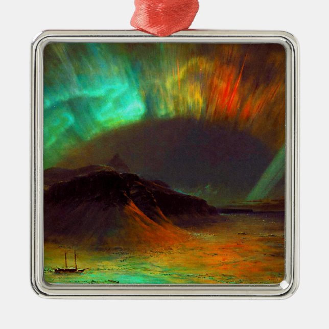 Aurora Borealis - Northern Lights Metal Tree Decoration (Front)