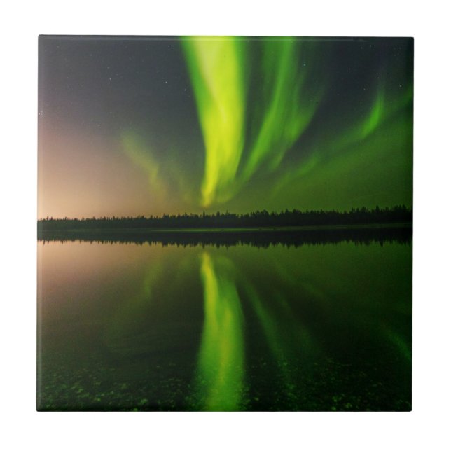 Aurora Borealis Northern lights Norway  Tile (Front)